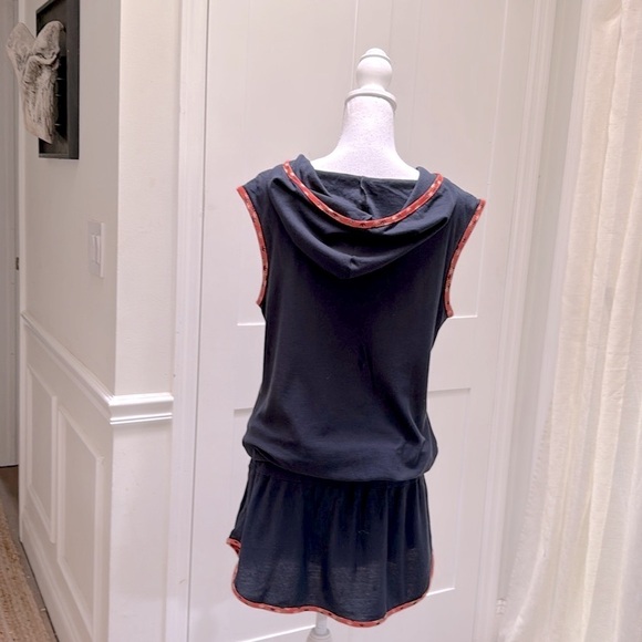 Adidas Women Terry Cloth Hooded Tennis Dress Navy Orange Trim Sz L Vintage Y2K - Picture 4 of 13